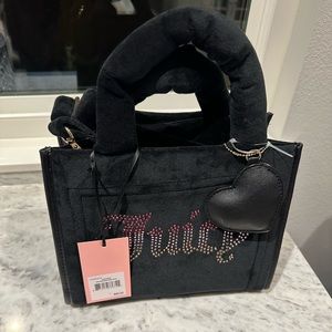 Juicy couture velour purse black with rhinestones viral big spender tote NWT